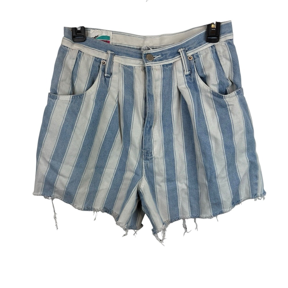 American Vintage Blue White Striped Denim Shorts 90's Waist 28"